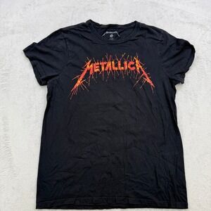 Metallica Graphic T Shirt Mens Large Black Skull Double Sided Band Tee Rock 2018